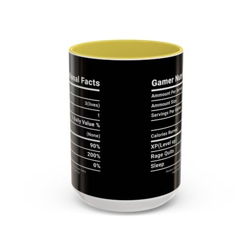 ☕🎮 Gamer Nutrition Facts Color Accent Mug – Fuel for Every Respawn - Image 89