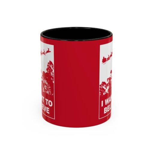☕🎅🛸 I Want to Believe (In Santa) Color Accent Mug – Mulder Meets Merry - Image 5