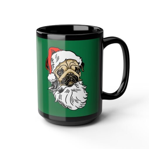 ☕🐾 Pug Santa Black Mug – Sip with a Side of Holiday Cheer - Image 13