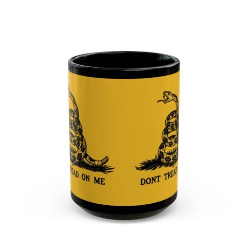 ☕🐍💛 Gadsden Flag Black Mug – Don’t Tread on My Coffee - Image 8