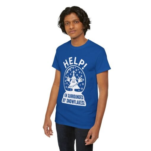 ❄️🎄😬 Help! I'm Surrounded By Snowflakes Unisex T-Shirt – Holiday Humor on Ice - Image 6