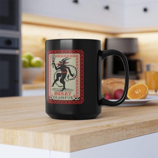 👹☕ Merry Krampus Black Mug – Sip Scares, Not Cocoa - Image 15