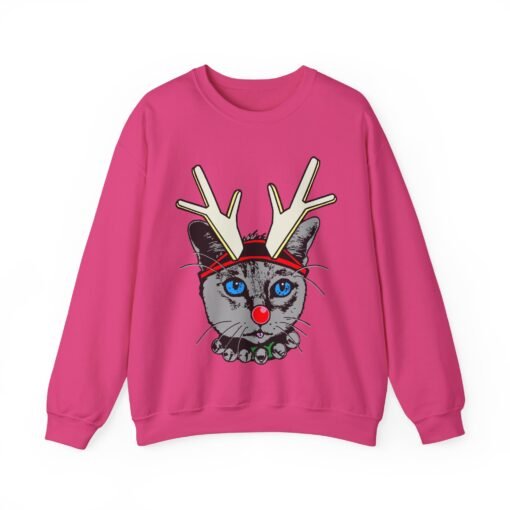 😺🦌 Rudolph Catmas Unisex Sweatshirt – Feline Festive, Reindeer Ready - Image 15