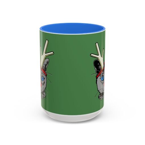 ☕🐱🦌 Rudolph the Reindeer Cat Color Accent Mug – Sip with Whiskers & Cheer - Image 41