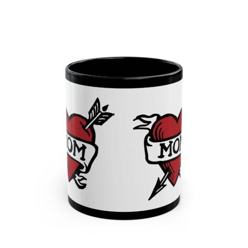 💘 Retro Mom Heart Black Mug – Classic Ink, Hot Drinks, Eternal Love - Image 3