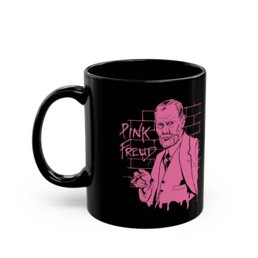 🧠🎸 Pink Freud Black Mug – Sip on That Subconscious - Image 2