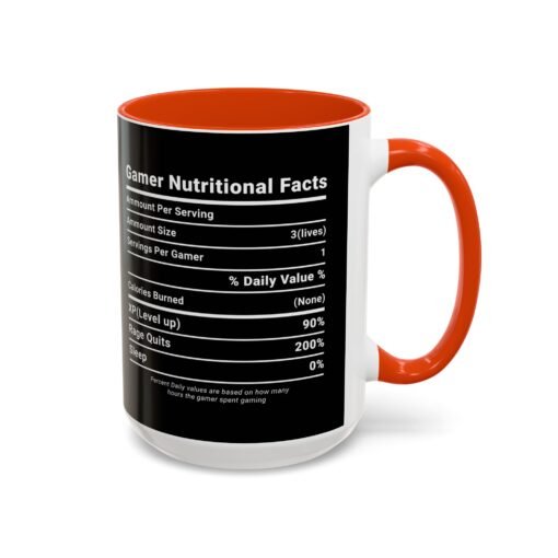 ☕🎮 Gamer Nutrition Facts Color Accent Mug – Fuel for Every Respawn - Image 78