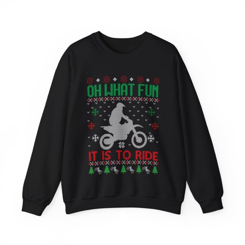 🏍️🎄 Oh What Fun It Is To Ride Unisex Sweatshirt – Ugly Christmas Motocross Edition