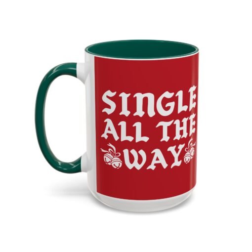 ☕💔🎄 Single All The Way Color Accent Mug – Sassy Sips for the Solo Season - Image 36