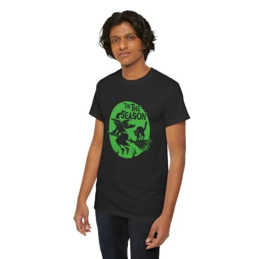 🌕🧹 ’Tis the Season Unisex T-Shirt – Full Moon, Flying Broom, Pure Magic - Image 5