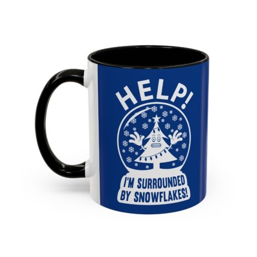 ☕❄️🎄 Help! I'm Surrounded By Snowflakes Color Accent Mug – Sip with Seasonal Sass - Image 8