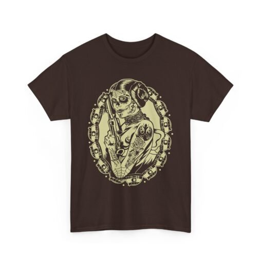 🌹💀 Tattooed Sugar Skull Leia Unisex T-Shirt – Rebel Royalty with a Bold Twist - Image 11