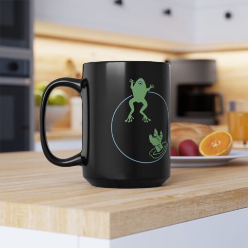 ☕🐸🌌 Reach for the Froggy Black Mug – Sip Like a Snack-Savvy Force User - Image 13