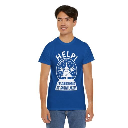 ❄️🎄😬 Help! I'm Surrounded By Snowflakes Unisex T-Shirt – Holiday Humor on Ice - Image 7