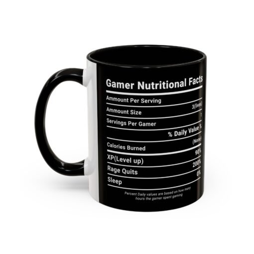 ☕🎮 Gamer Nutrition Facts Color Accent Mug – Fuel for Every Respawn - Image 8