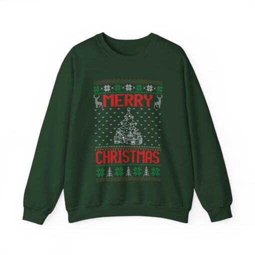 🎄✨ Merry Christmas Tree Unisex Sweatshirt – Classic Cheer in Ugly Sweater Style - Image 12