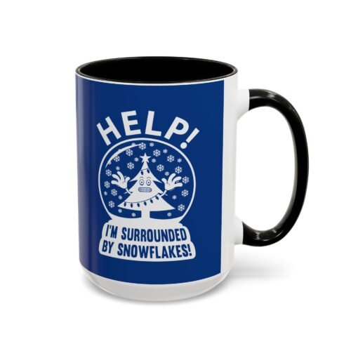 ☕❄️🎄 Help! I'm Surrounded By Snowflakes Color Accent Mug – Sip with Seasonal Sass - Image 30