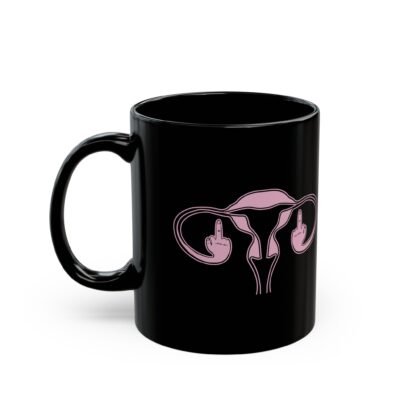 🖕🩷 Ovaries with Middle Fingers Black Mug – Sip with Sass and Strength