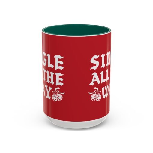 ☕💔🎄 Single All The Way Color Accent Mug – Sassy Sips for the Solo Season - Image 33