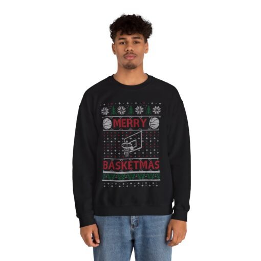 Merry Basketmas | Ugly Christmas Sweater | Unisex | Sweatshirt | Basketball - Image 5
