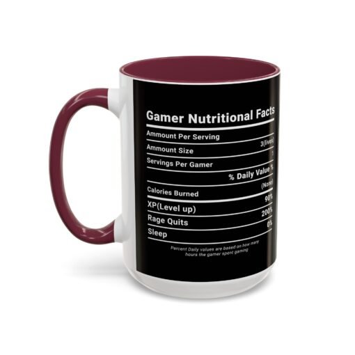 ☕🎮 Gamer Nutrition Facts Color Accent Mug – Fuel for Every Respawn - Image 76