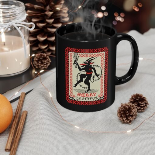 👹☕ Merry Krampus Black Mug – Sip Scares, Not Cocoa - Image 6