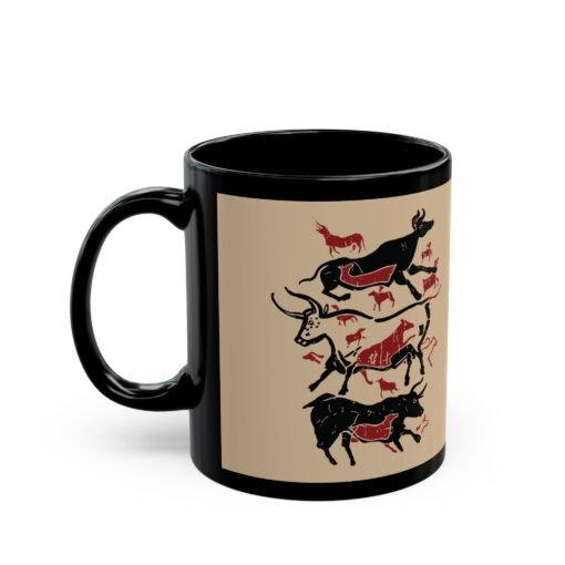 ☕ Cave Art Bulls Black Mug – Sip Like It's 15,000 B.C. - Image 2