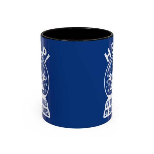 ☕❄️🎄 Help! I'm Surrounded By Snowflakes Color Accent Mug – Sip with Seasonal Sass - Image 5