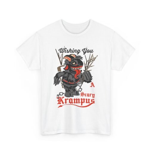 🎄👹 Wishing You a Scary Krampus Unisex T-Shirt – Holiday Cheer with a Creepy Twist - Image 10