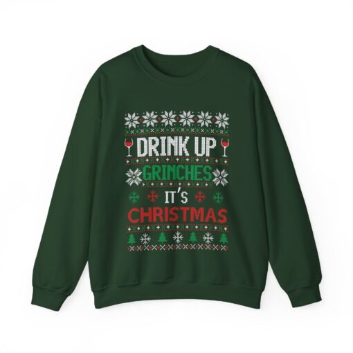 🍻🎄 Drink Up Grinches Unisex Sweatshirt – Holiday Sass in Ugly Sweater Style - Image 12