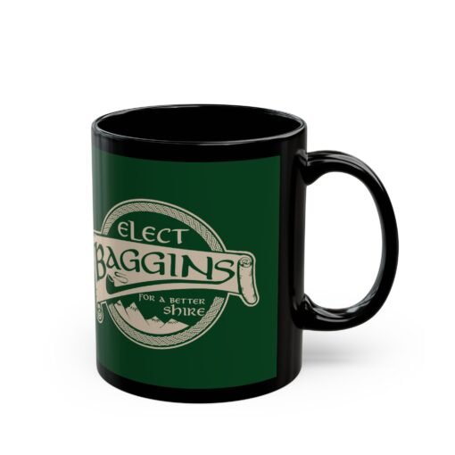 🌿 Elect Baggins for The Shire Black Mug – Vote for Second Breakfast - Image 3