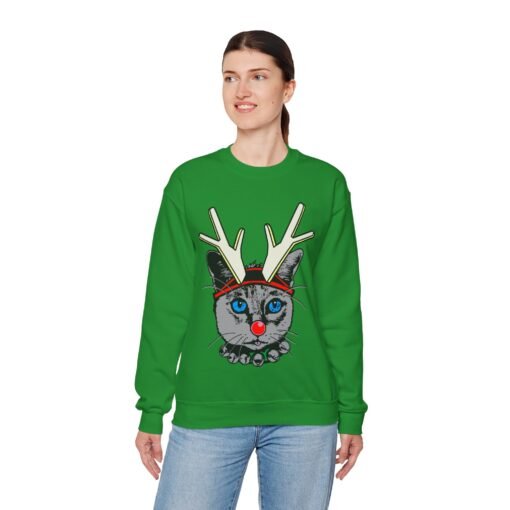 😺🦌 Rudolph Catmas Unisex Sweatshirt – Feline Festive, Reindeer Ready - Image 8