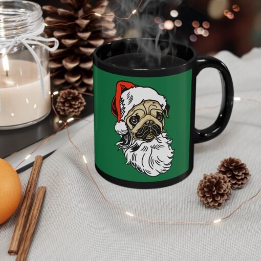 ☕🐾 Pug Santa Black Mug – Sip with a Side of Holiday Cheer - Image 6
