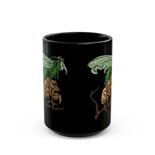 ☕ Molting Cicada Black Mug – Sip Through the Transformation - Image 7