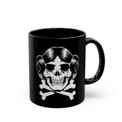☕👸💀 Rebel Skull Black Mug – Sip Like a Princess with Attitude