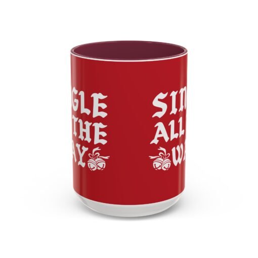 ☕💔🎄 Single All The Way Color Accent Mug – Sassy Sips for the Solo Season - Image 41