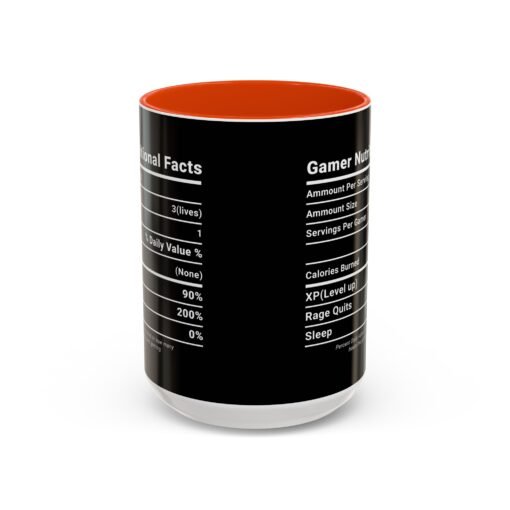 ☕🎮 Gamer Nutrition Facts Color Accent Mug – Fuel for Every Respawn - Image 77