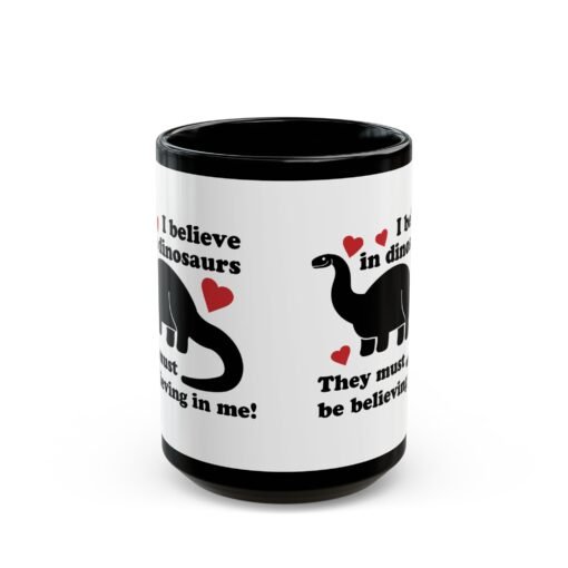 ☕🦖✨ I Believe in Dinosaurs Black Mug – Jurassic Joy in Every Sip - Image 7