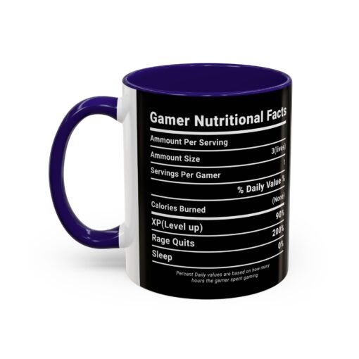 ☕🎮 Gamer Nutrition Facts Color Accent Mug – Fuel for Every Respawn - Image 12