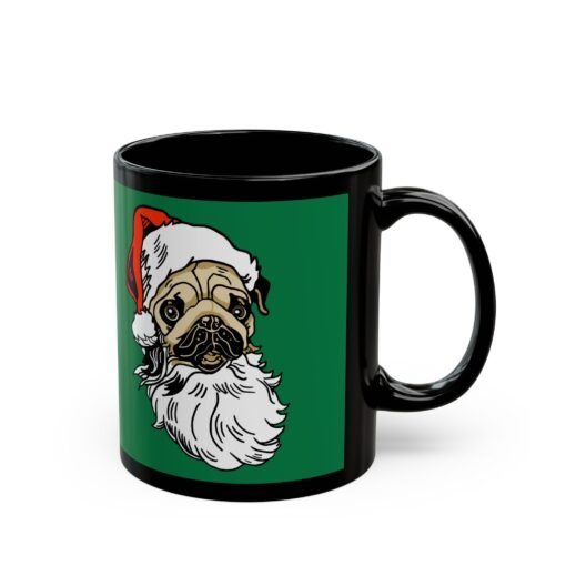 ☕🐾 Pug Santa Black Mug – Sip with a Side of Holiday Cheer - Image 4