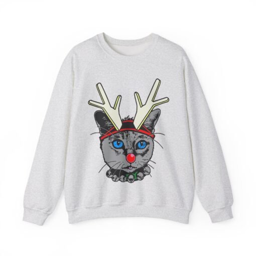 😺🦌 Rudolph Catmas Unisex Sweatshirt – Feline Festive, Reindeer Ready - Image 10