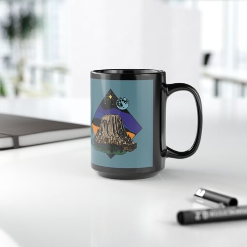 ☕🗻🌌 Devil’s Tower Black Mug – Sip from the Monument of Mystery - Image 12