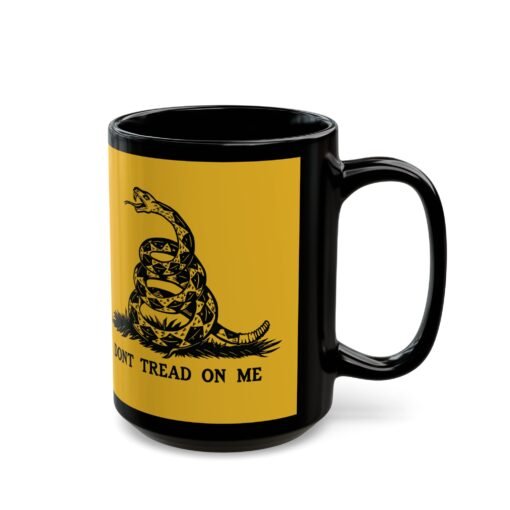 ☕🐍💛 Gadsden Flag Black Mug – Don’t Tread on My Coffee - Image 9