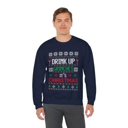 🍻🎄 Drink Up Grinches Unisex Sweatshirt – Holiday Sass in Ugly Sweater Style - Image 6
