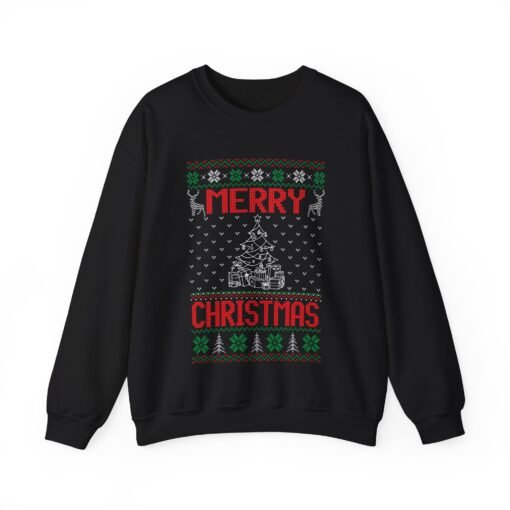 🎄✨ Merry Christmas Tree Unisex Sweatshirt – Classic Cheer in Ugly Sweater Style - Image 10
