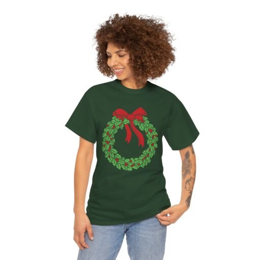 🎄 Holiday Wreath Unisex T-Shirt – Classic Cheer, Comfy Style - Image 3