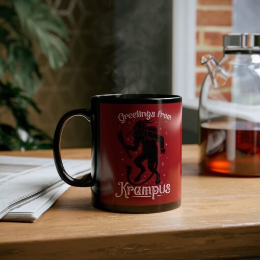 ☕ Greetings From Krampus Black Mug – Sip with a Side of Sinister Cheer - Image 7