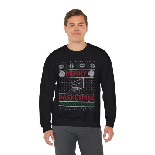 Merry Basketmas | Ugly Christmas Sweater | Unisex | Sweatshirt | Basketball - Image 6