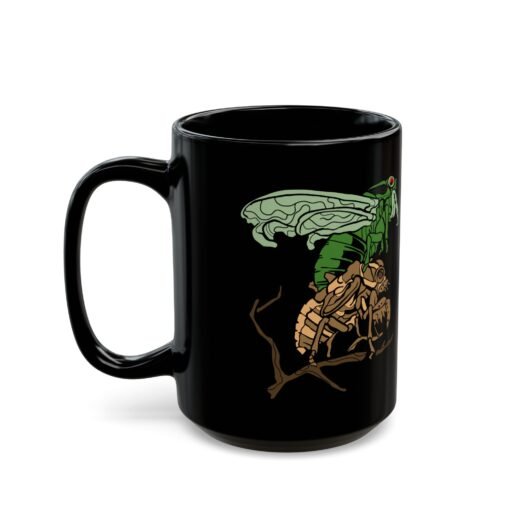 ☕ Molting Cicada Black Mug – Sip Through the Transformation - Image 9