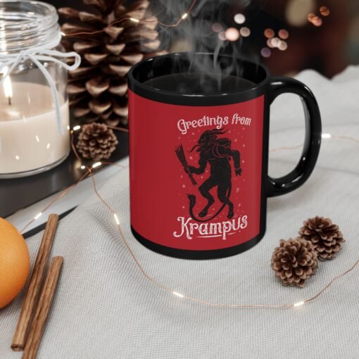 ☕ Greetings From Krampus Black Mug – Sip with a Side of Sinister Cheer - Image 5